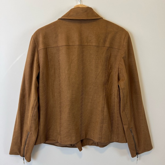 NWT Chico's Faux Suede Motorcycle Jacket Collared Brown Zip Up Size 3 16/18 - Picture 6 of 11